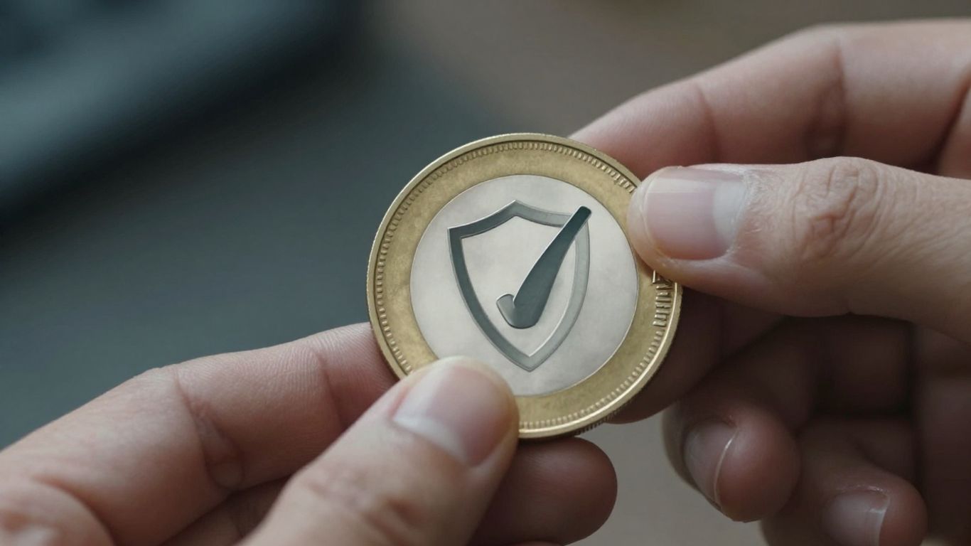 Digital coin with privacy shield icon.