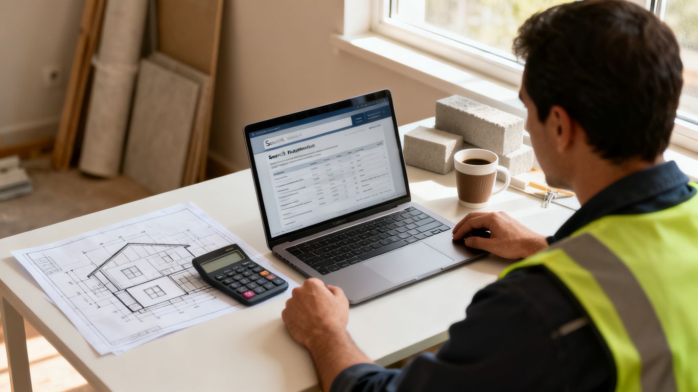 Renovation contractor reviewing search terms