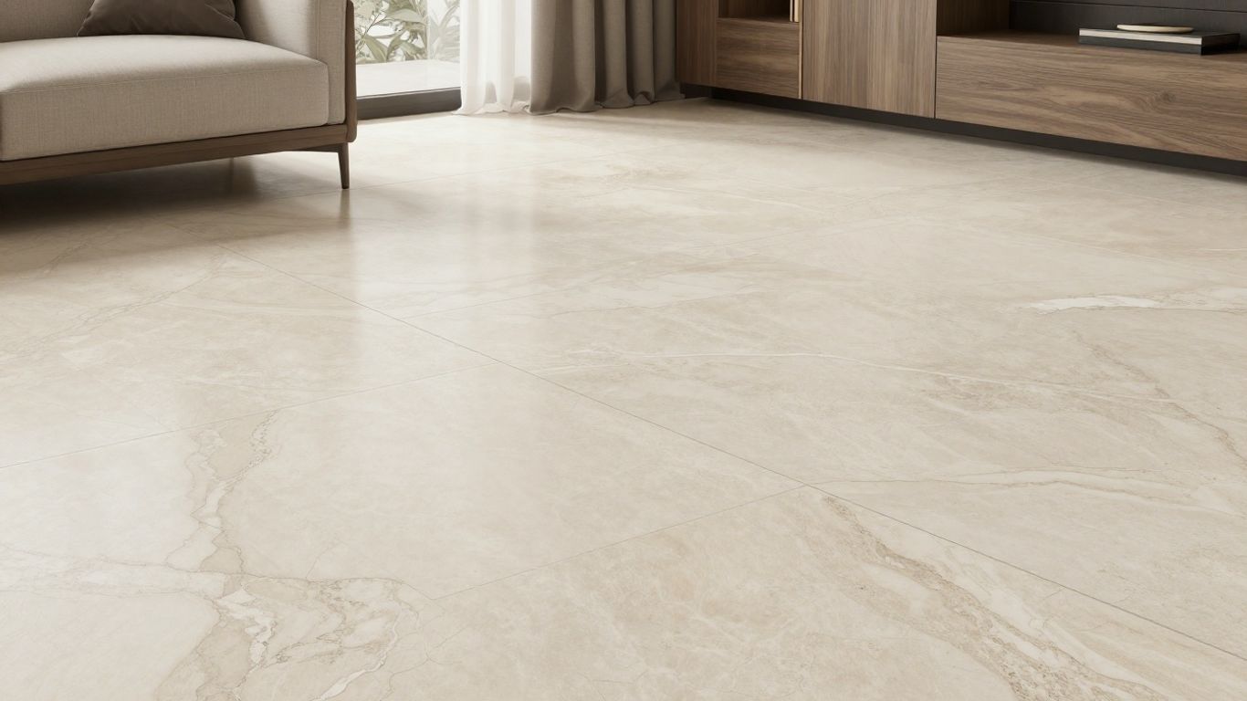 Sketch of modern home with limestone flooring