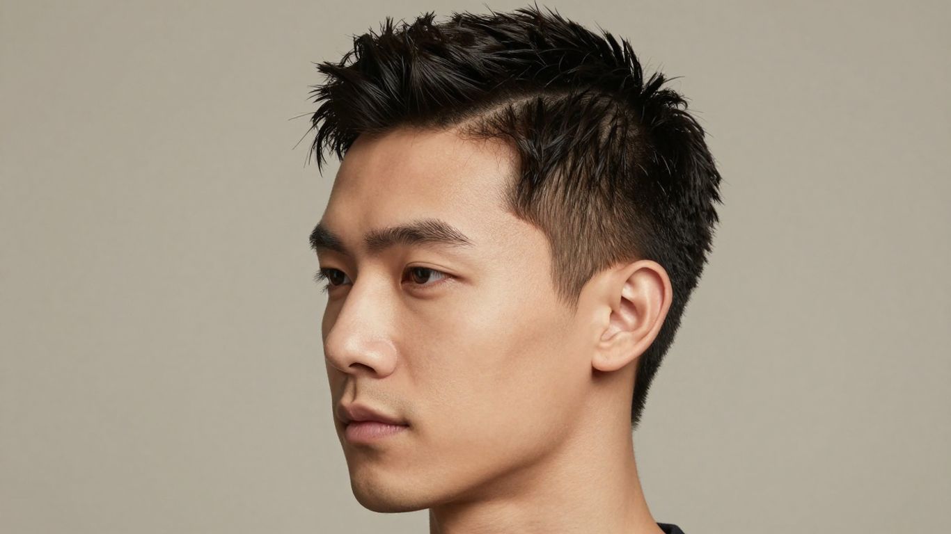 Man with textured quiff haircut for oval face.