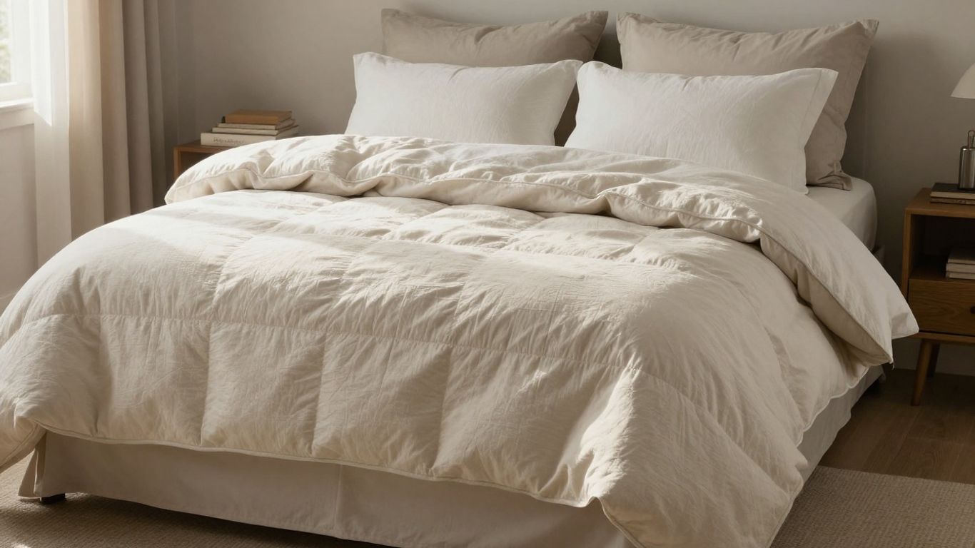 Plush Brooklinen comforter on a neatly made bed.