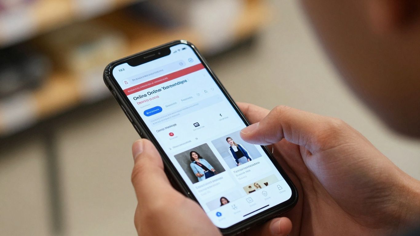 Buyer looking at phone for scams