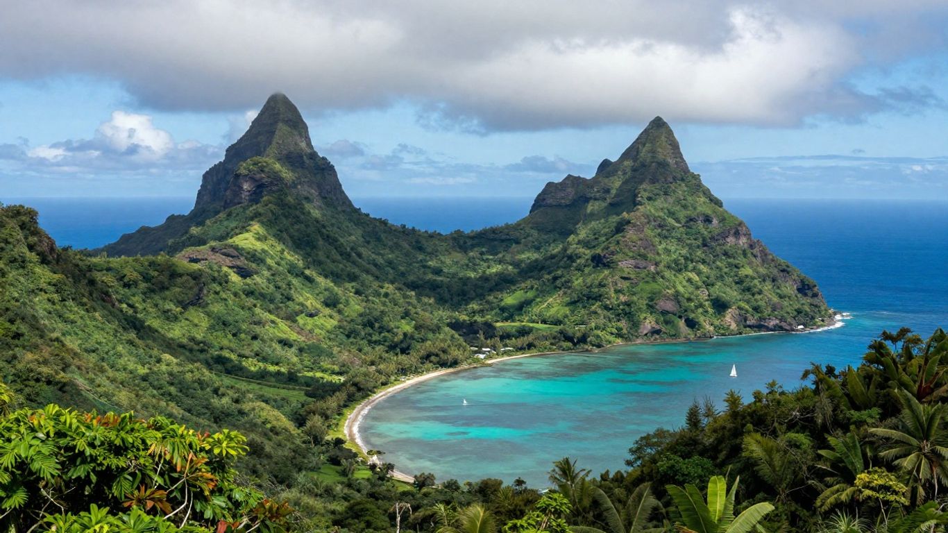 The Pitons, two volcanic peaks in the Caribbean.