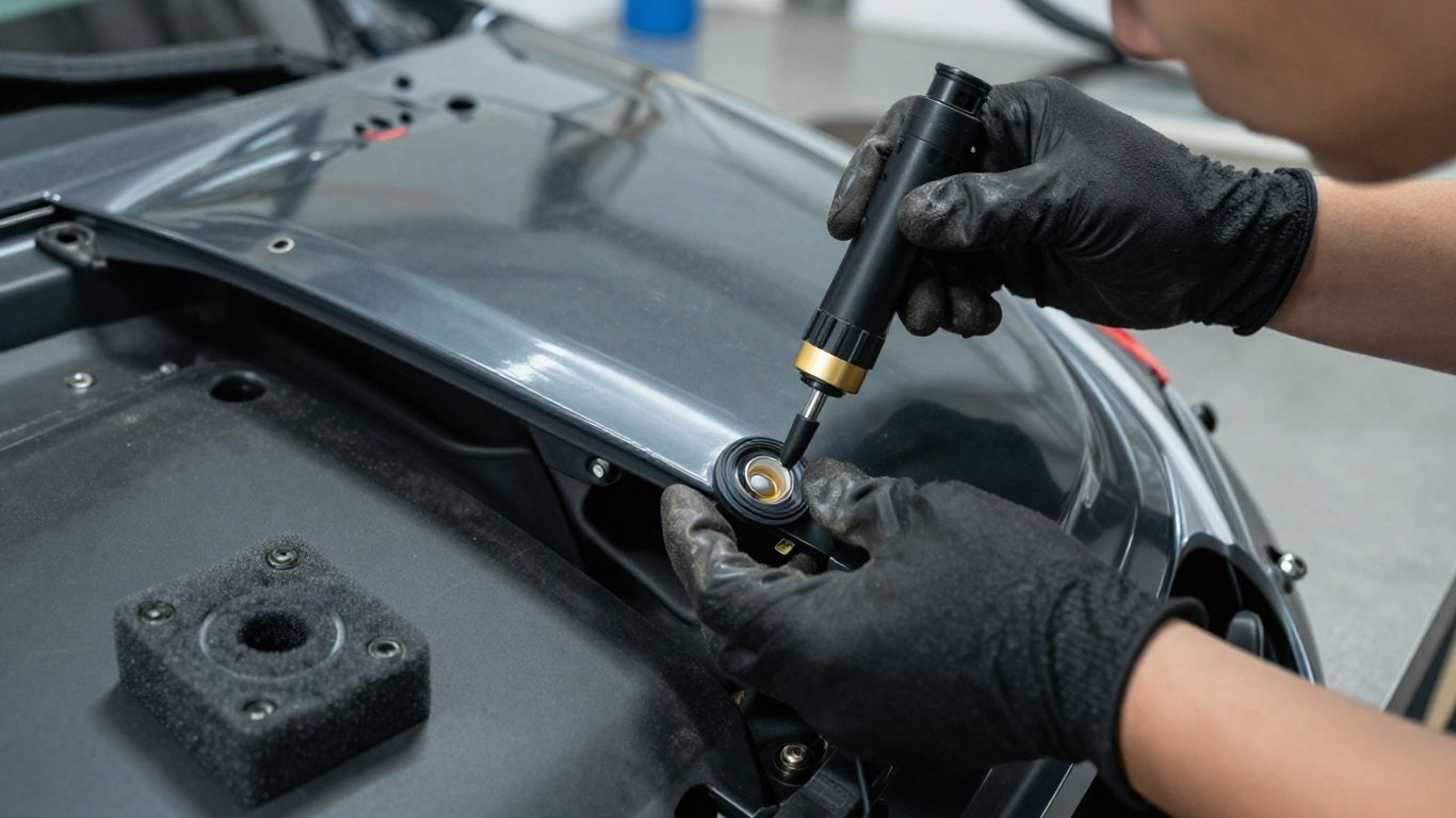 Technician inspecting used EV components