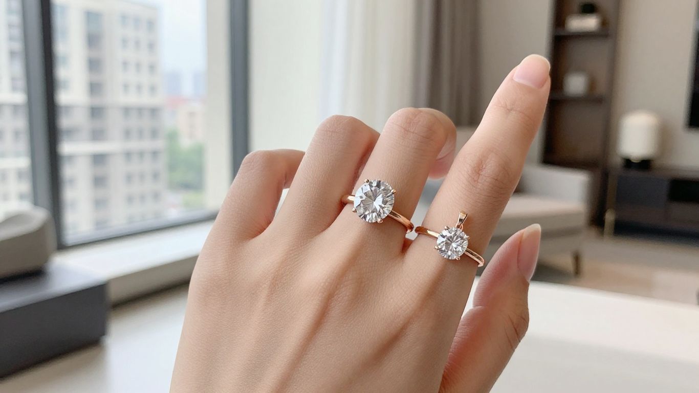 Minimal solitaire jewellery displayed on a hand