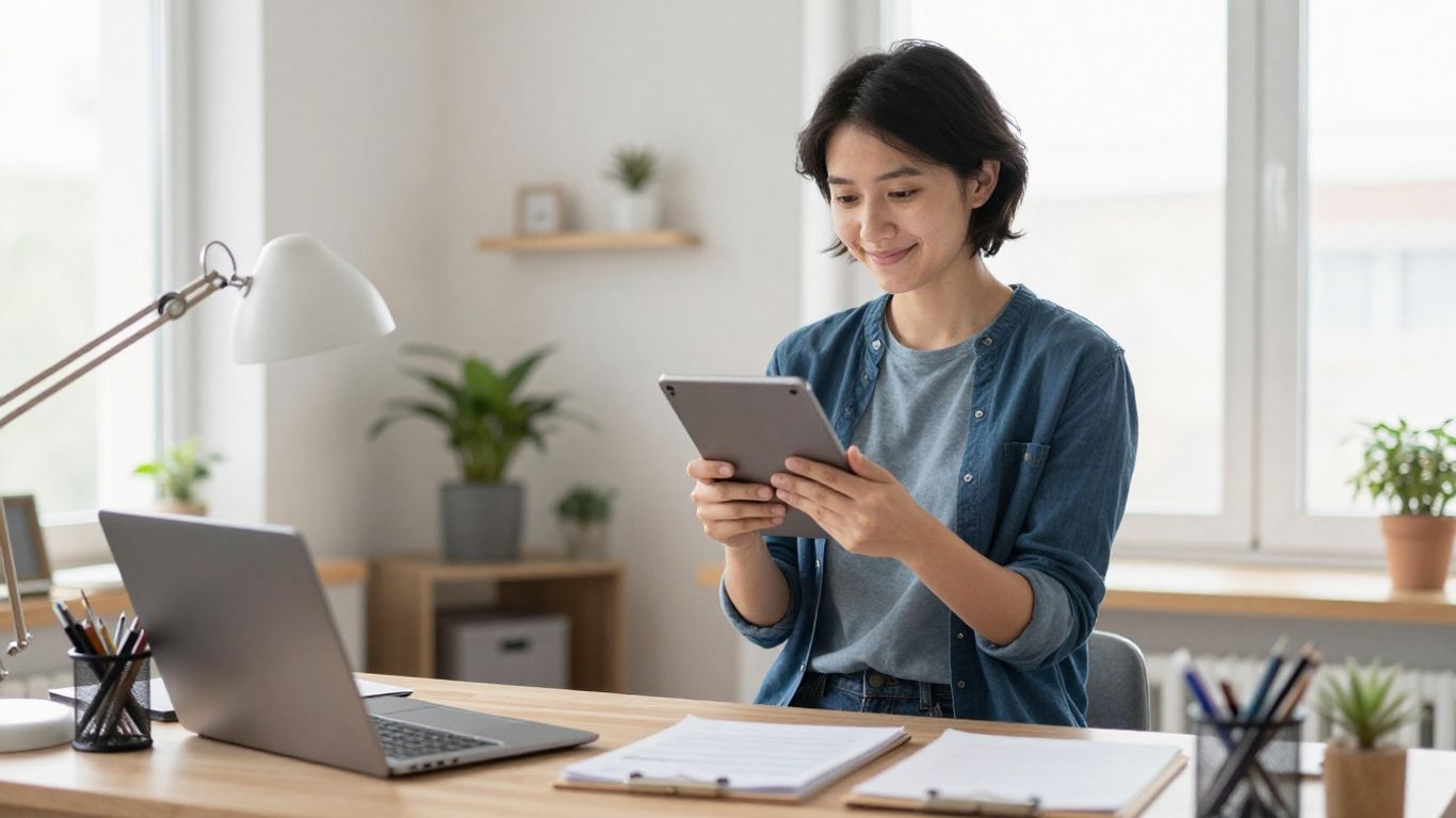 Determined entrepreneur working remotely