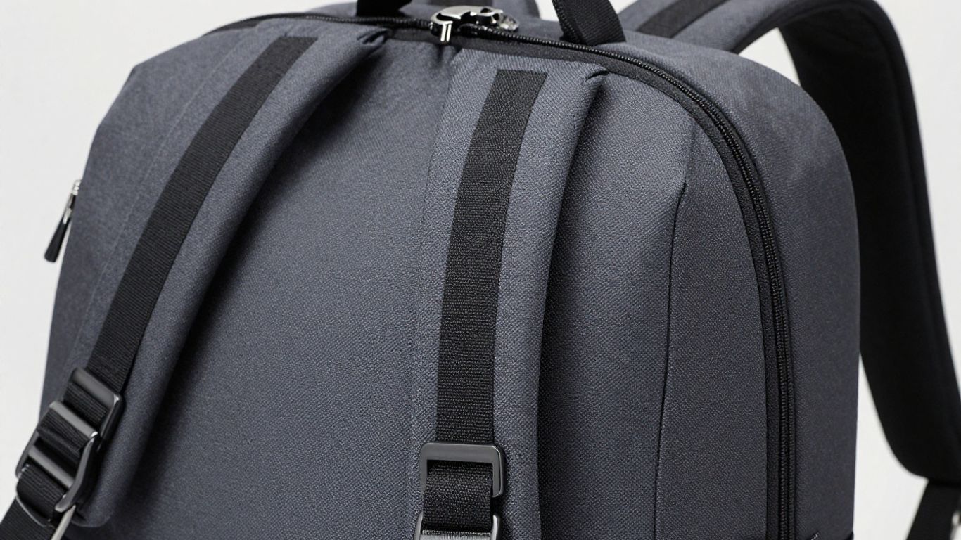 Close-up of a high-quality sling backpack's materials.
