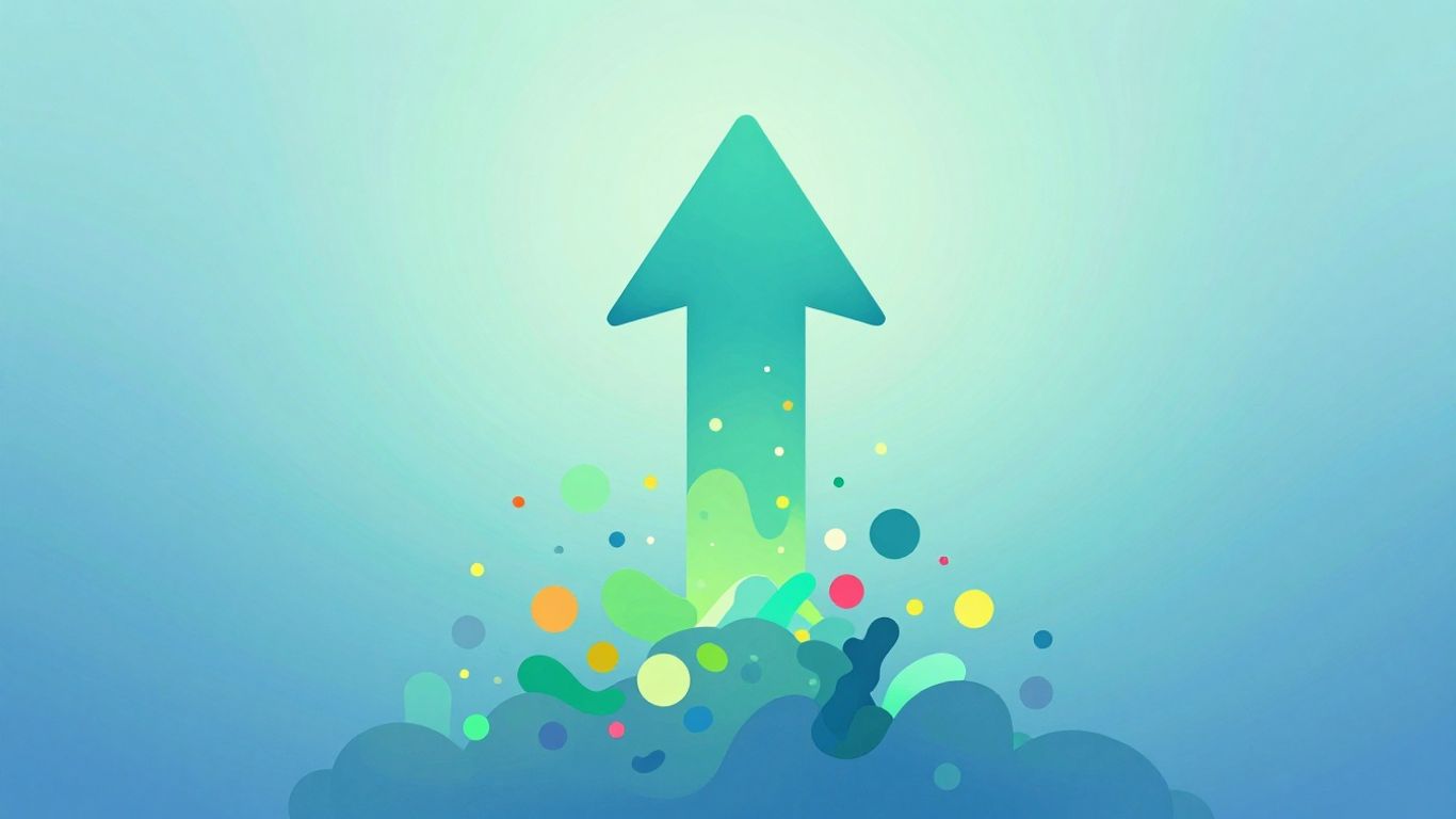 Upward arrow breaking through clouds, symbolizing marketing growth.