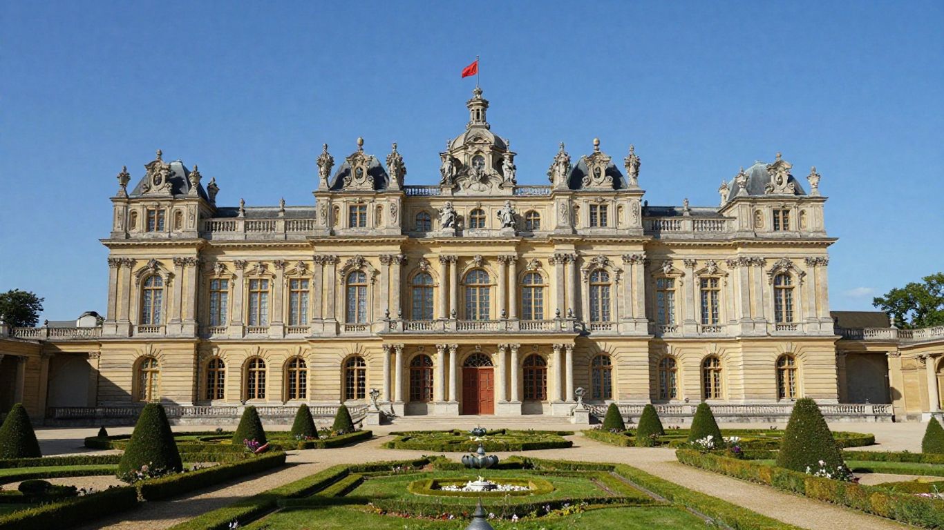 Fontainebleau Palace exterior with gardens