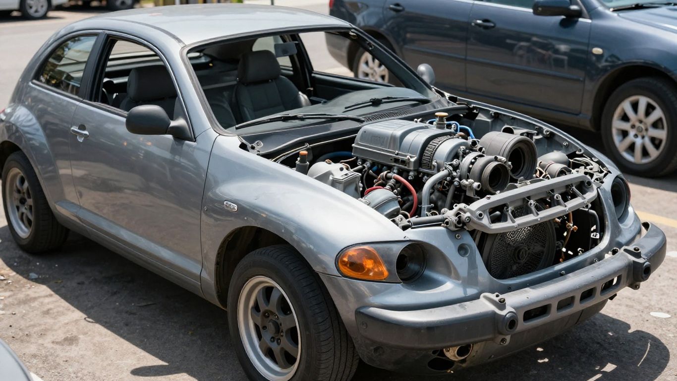 Chrysler PT Cruiser parts at a wrecking yard.