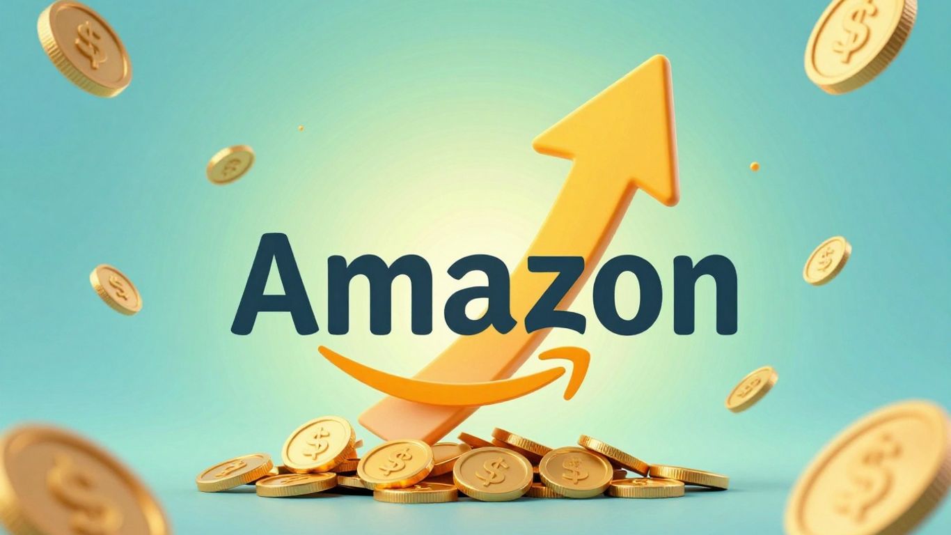 Amazon TACOS growth arrow with cascading coins.