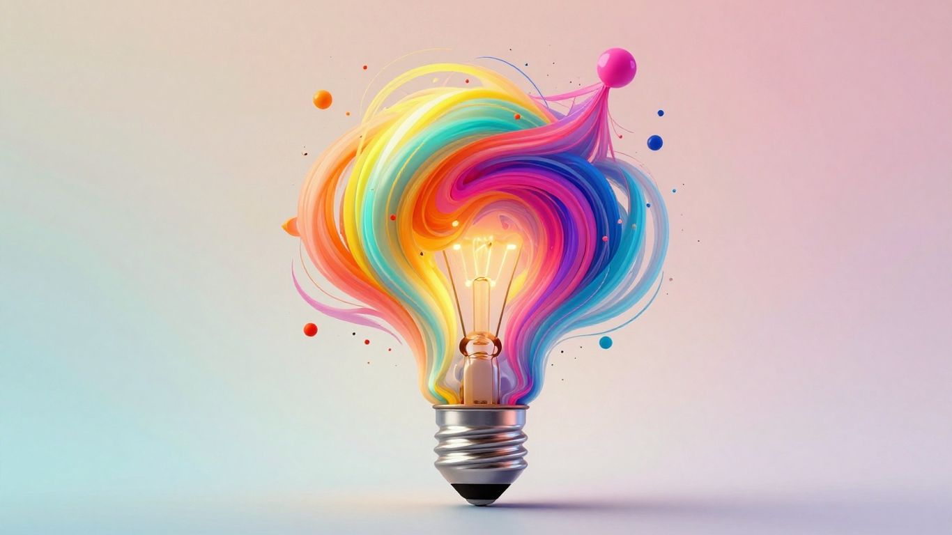 Abstract lightbulb made of colorful digital swirls