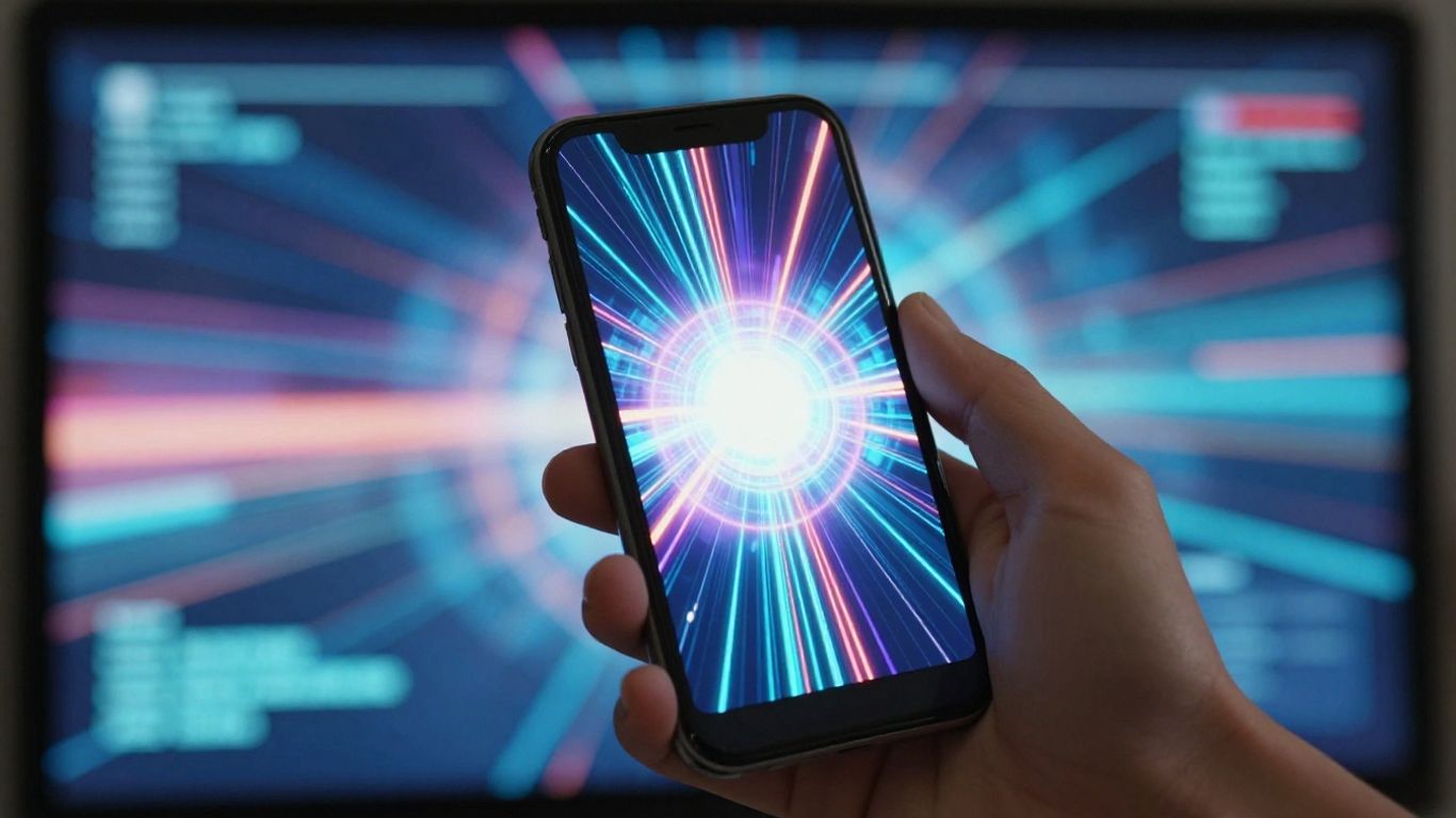 Abstract digital interface on a smartphone screen.