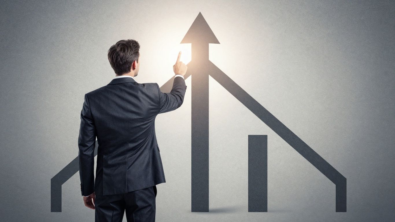 Business professional at a crossroads, choosing a growth path.