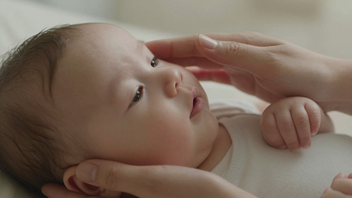 Bebé con febrícula siendo cuidado por un padre.