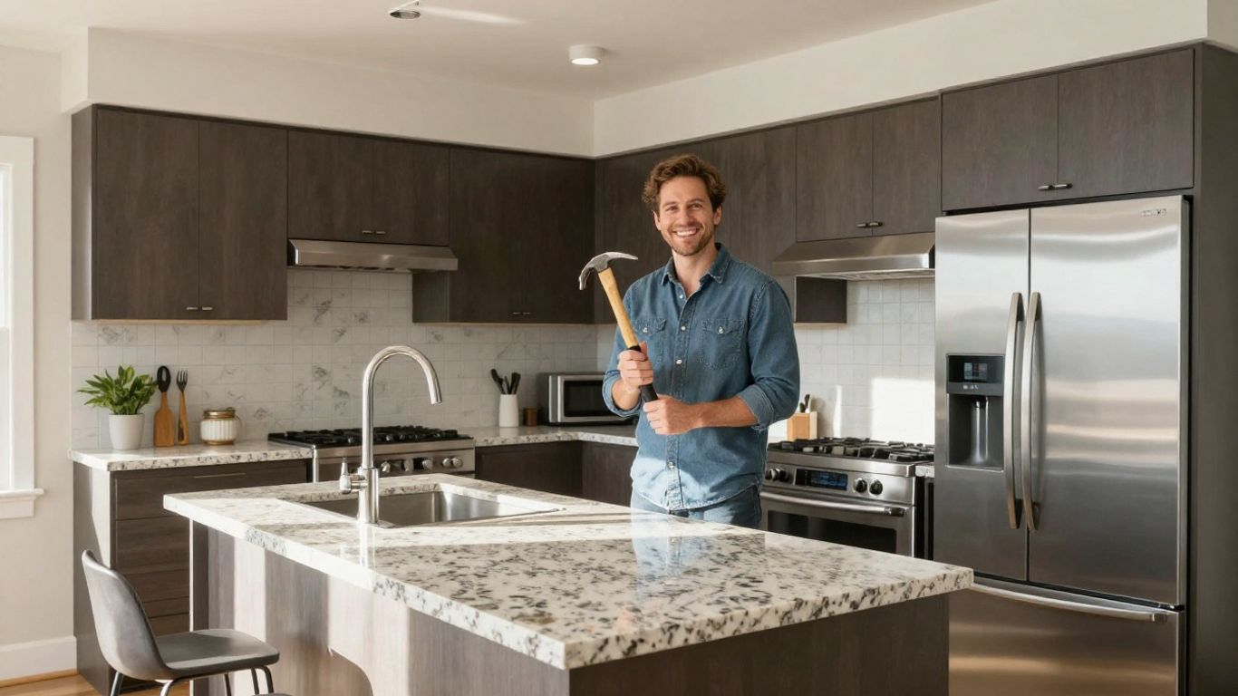 Remodeled kitchen in Berkeley Lake, Georgia with homeowner.