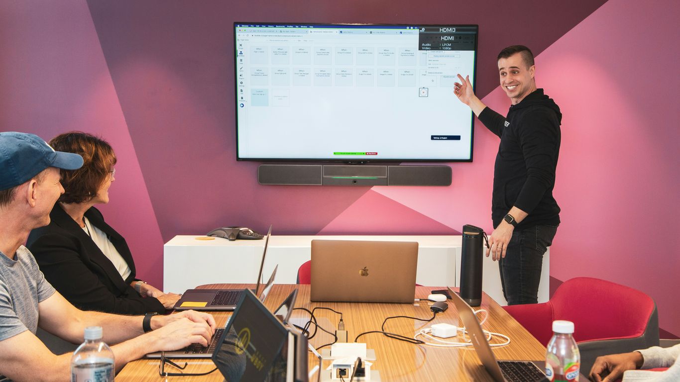 a person giving a presentation