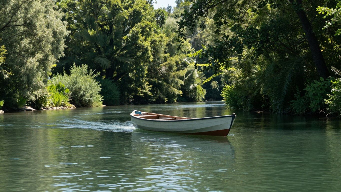 Bootje varen op de Regge in de zomer.