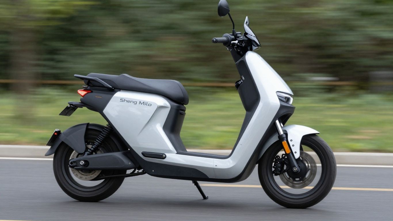 Sheng Milo S900 electric motorcycle in motion.