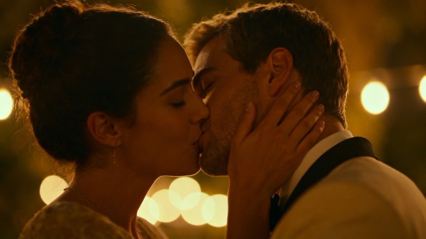 Couple in a tender, intimate embrace.