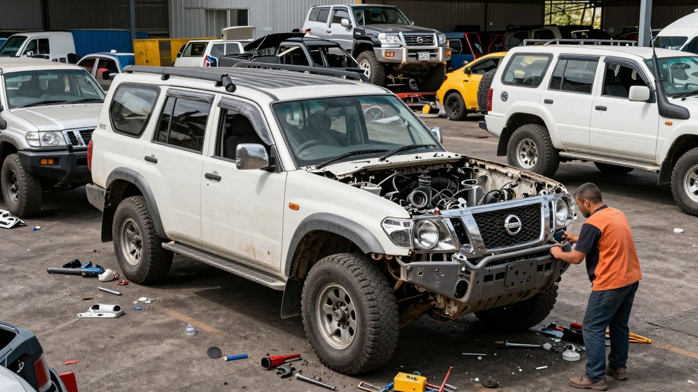 Nissan Patrol GU being dismantled in Melbourne yard
