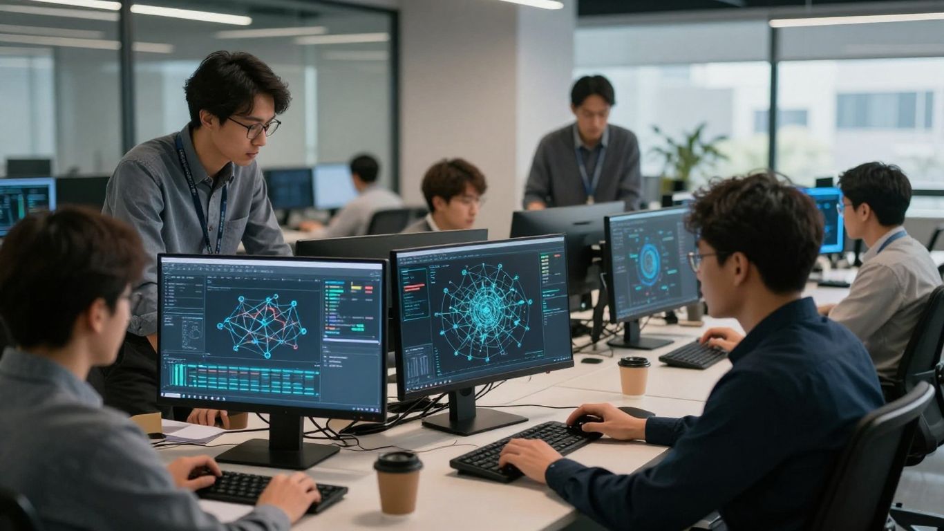 IT support team working in a modern office.
