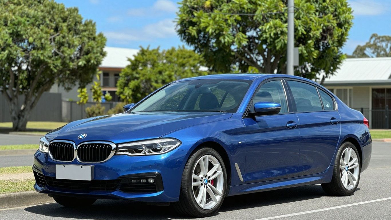 BMW car parked on a sunny street in Queensland.
