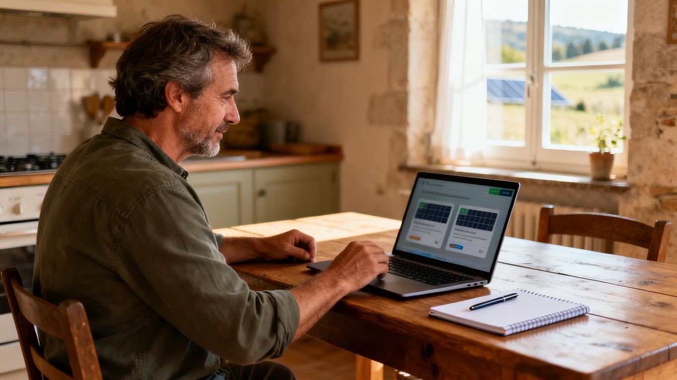 Client consultant des avis sur une installation solaire