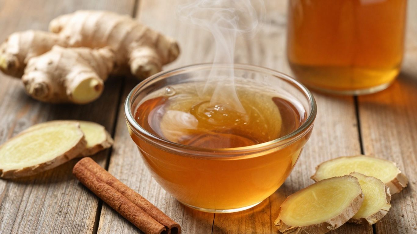 Homemade cough syrup with ginger and cinnamon