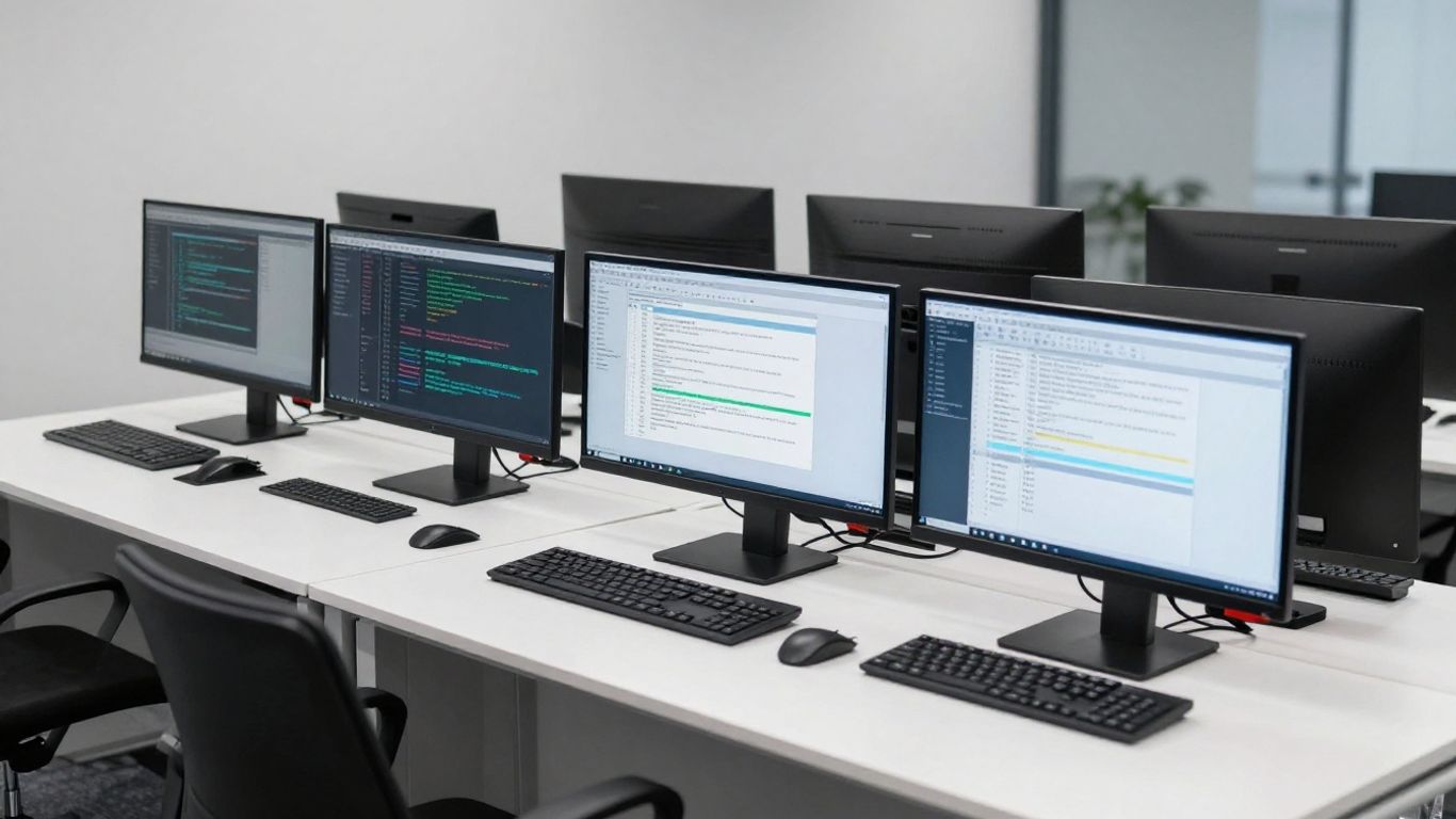 Professionals monitoring global data flows