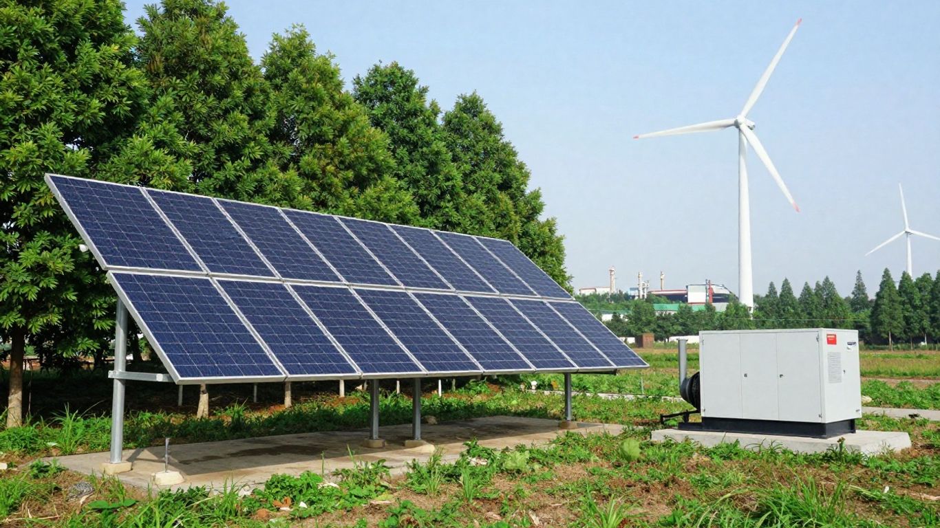 Microgrid with solar panels versus a backup generator.