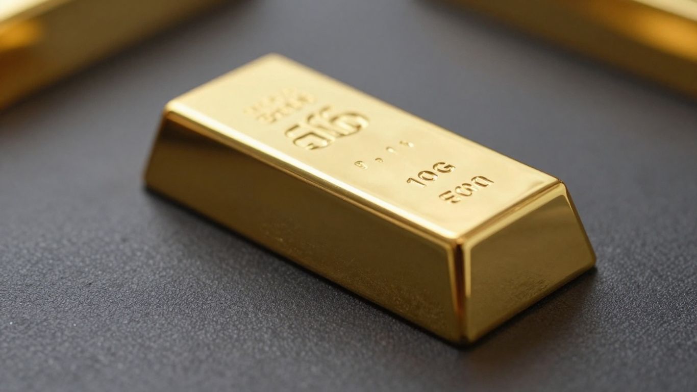 Lingot d'or sur fond sombre.