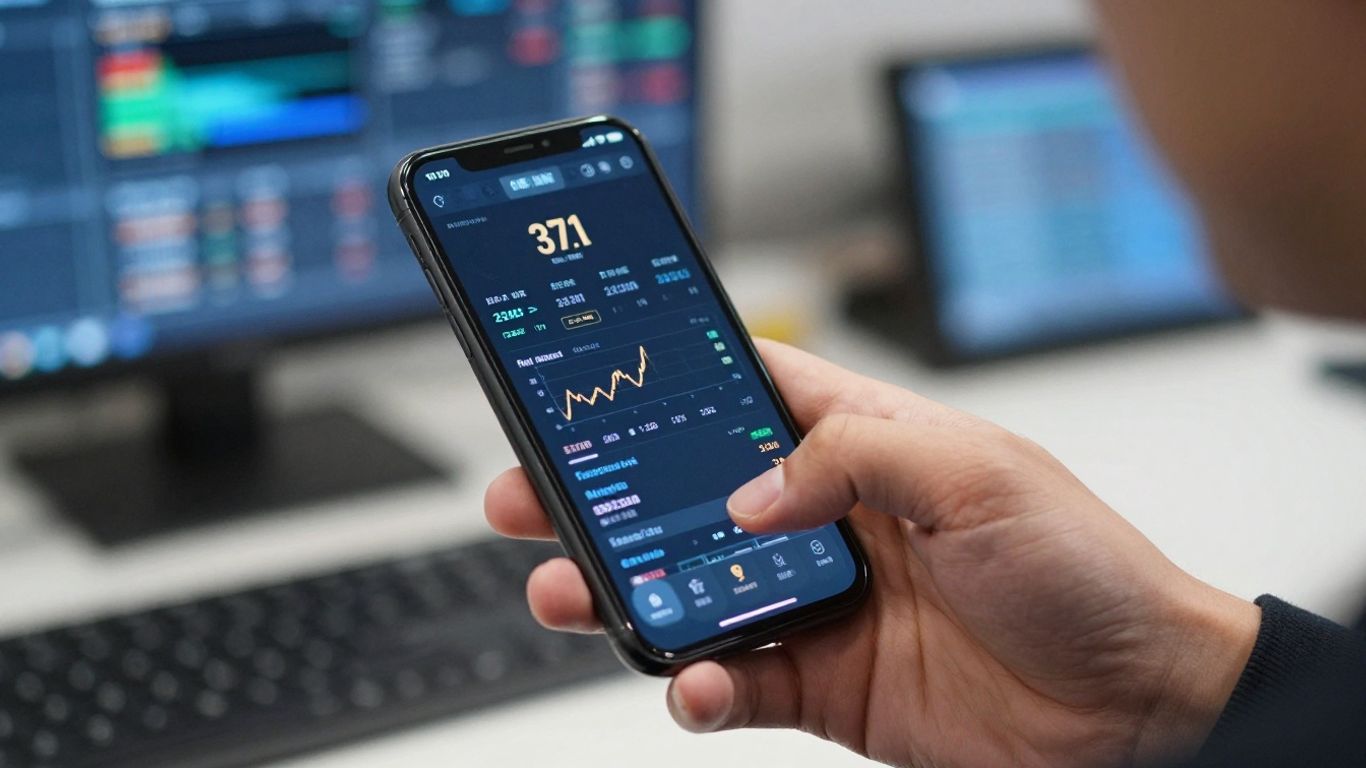 Forex trading interface on a smartphone screen.