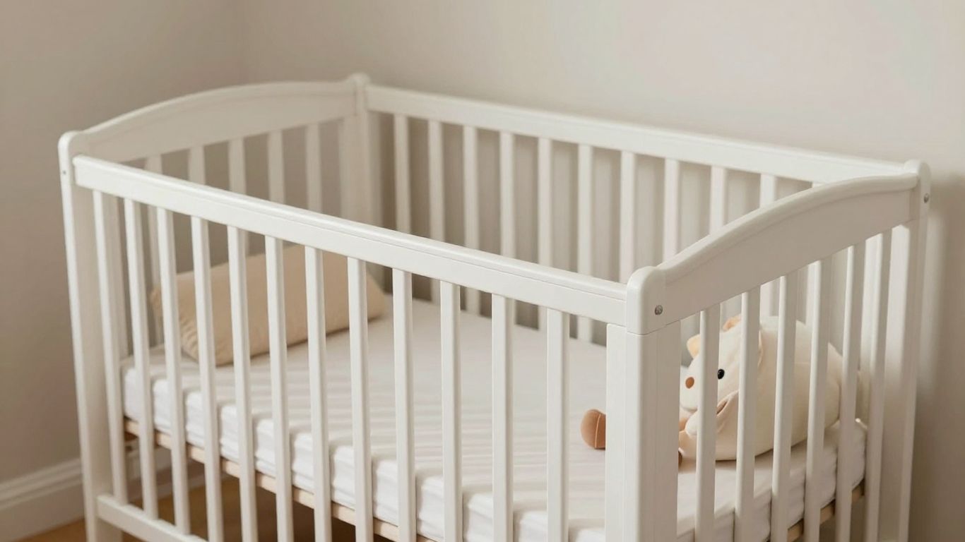 Cuna de bebé segura y moderna en una habitación acogedora.