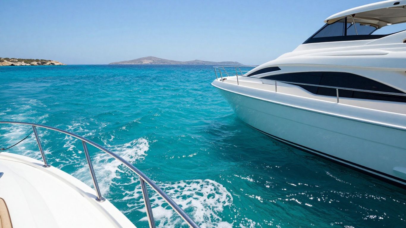 Luxury yacht sailing in the Aegean Sea, Greece.