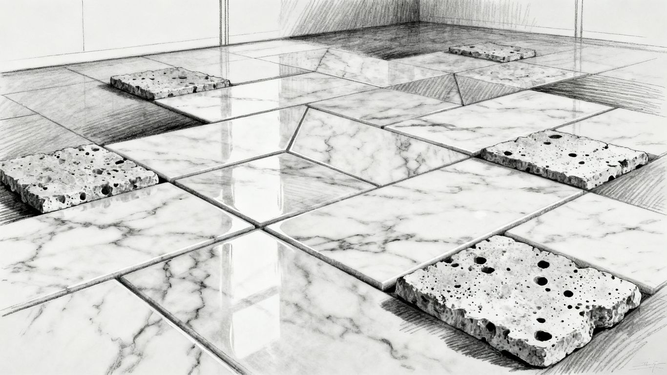 Luxurious marble tiles stacked in a showroom