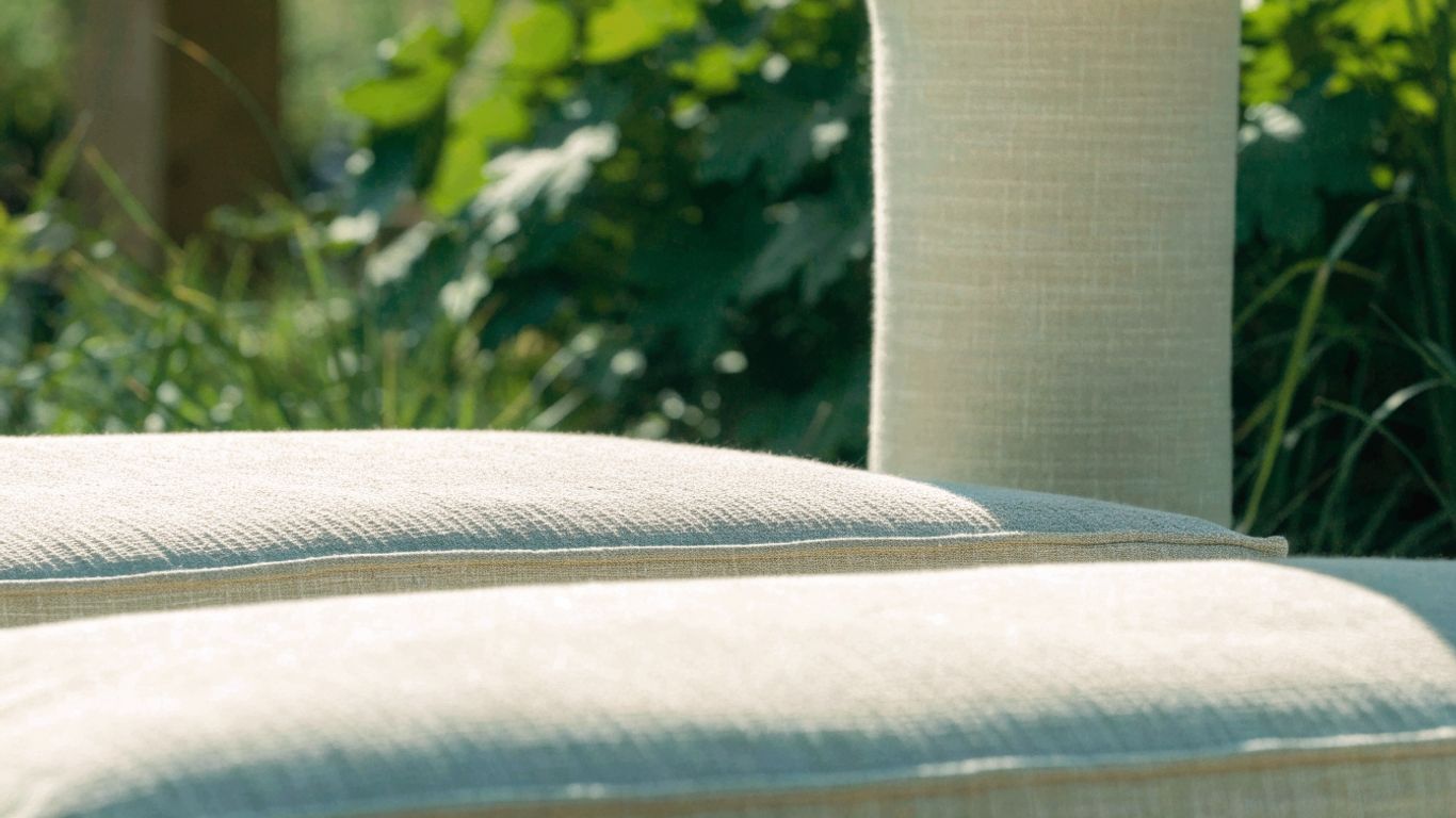 Outdoor olefin cushions drying in sunlight