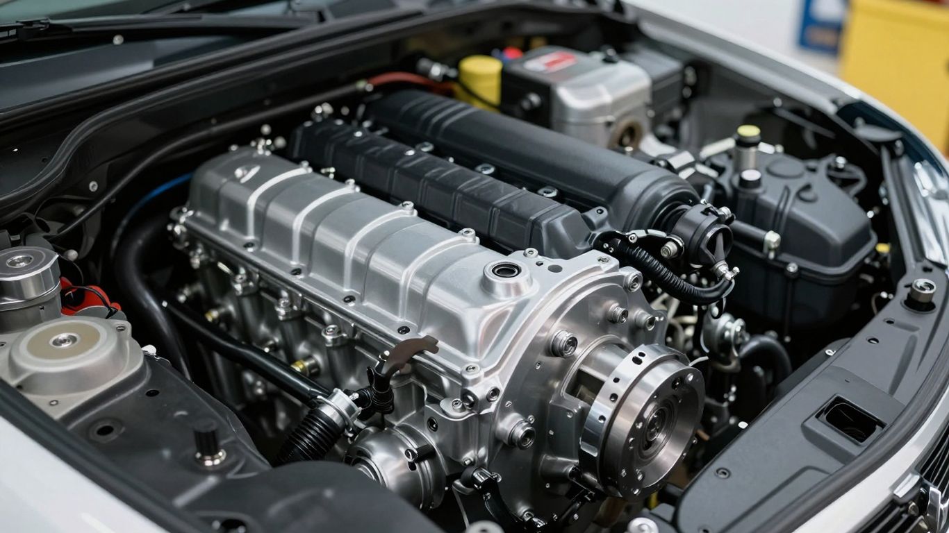 Suzuki engine close-up in a workshop