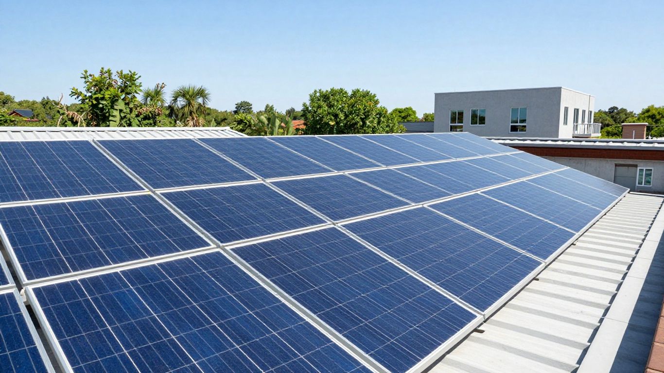 Panneaux solaires sur un toit sous le soleil radieux