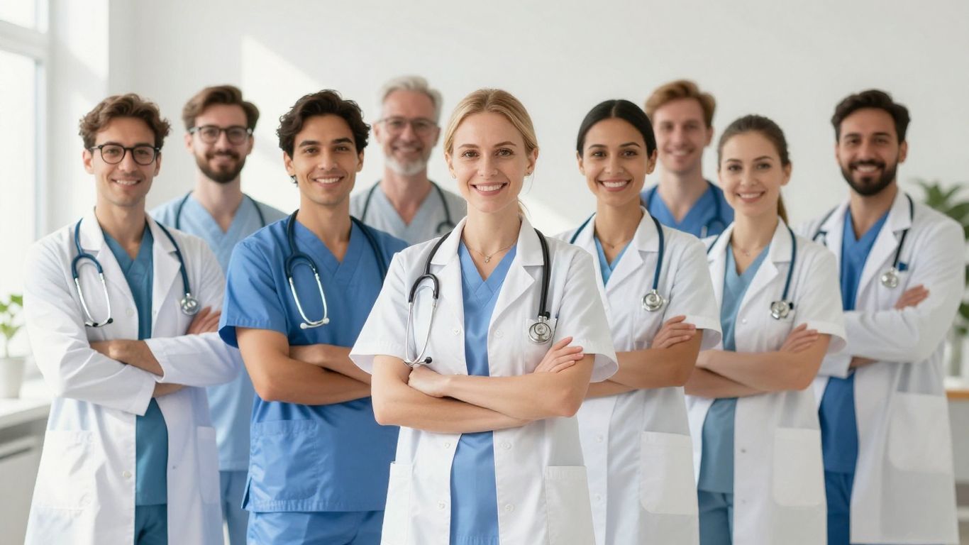 Healthcare professionals looking towards a bright future.