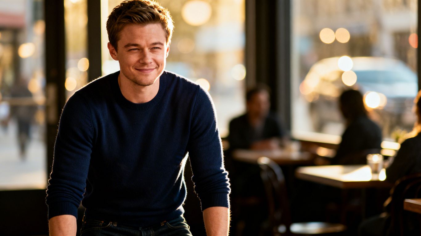 [Josh Hutcherson] in a confident, forward-looking pose.