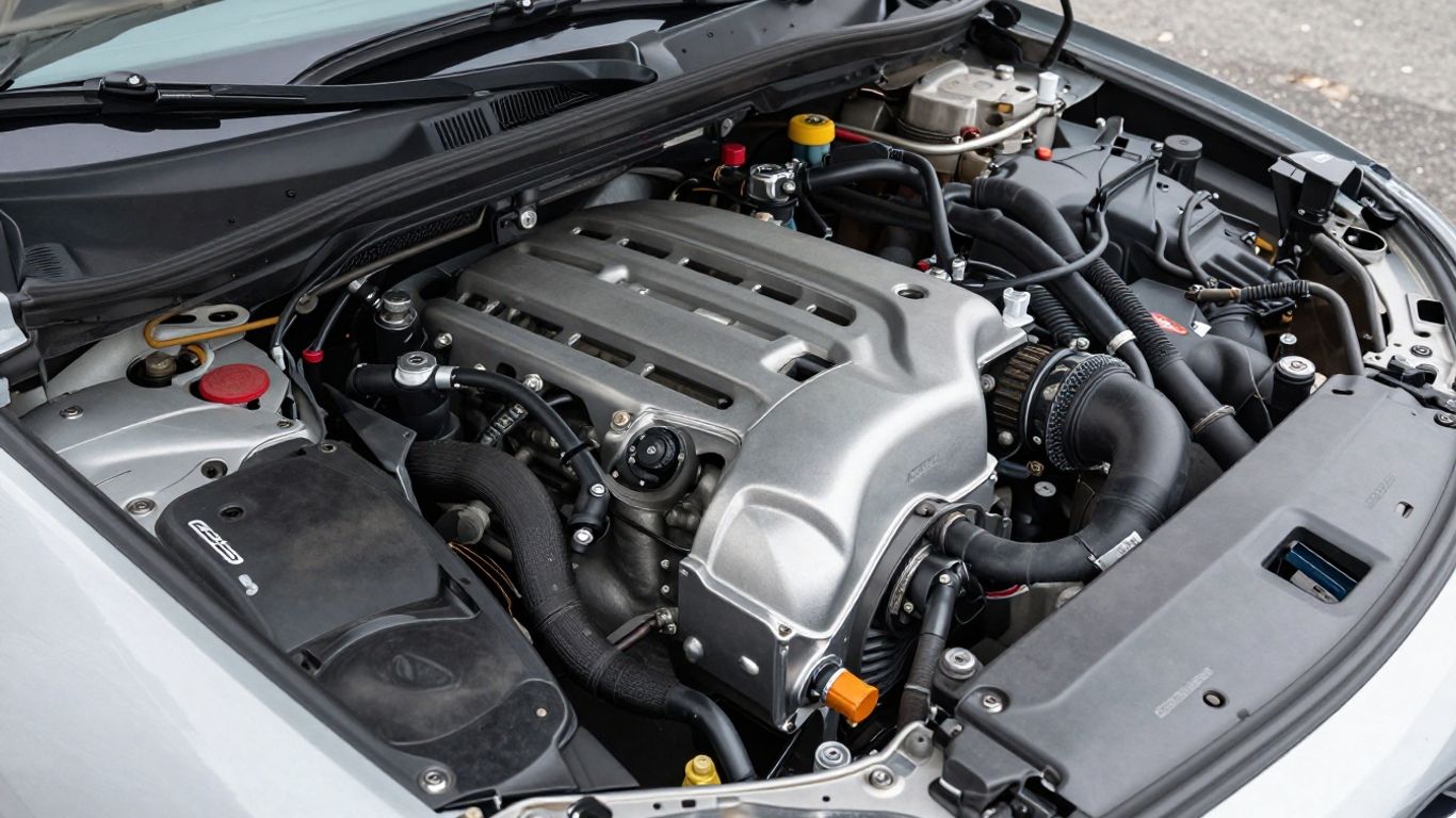 A close-up of a well-maintained engine bay
