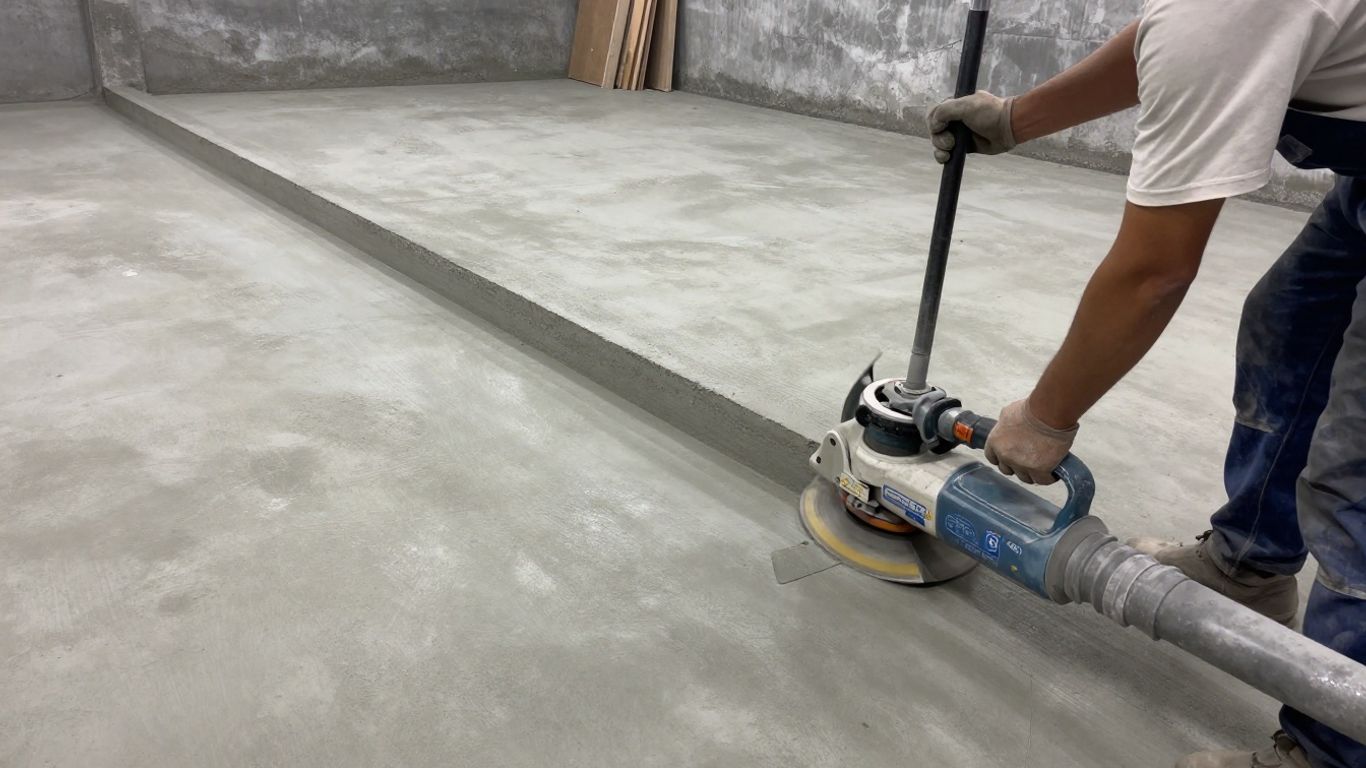 Concrete floor preparation with diamond grinder