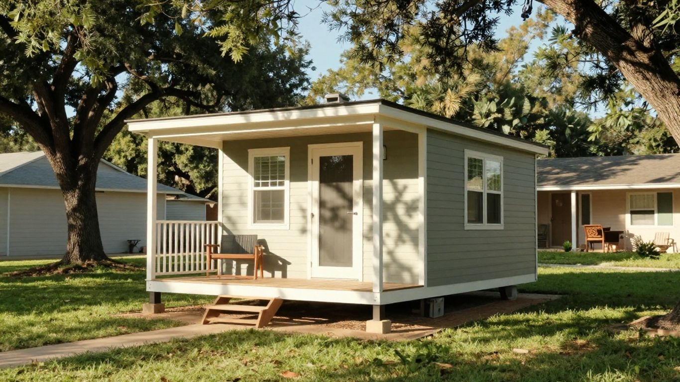 Tiny house in a Texas neighborhood