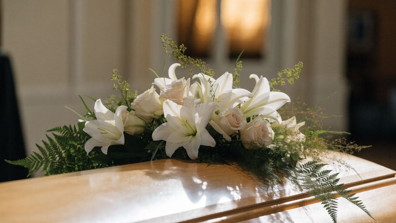 White and soft pink flowers arranged with greenery
