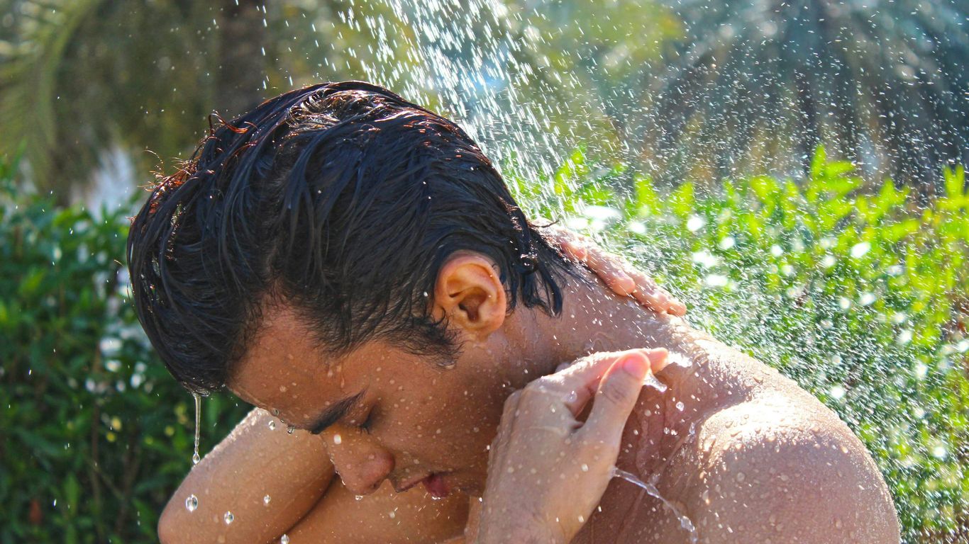 a person with the head in the water