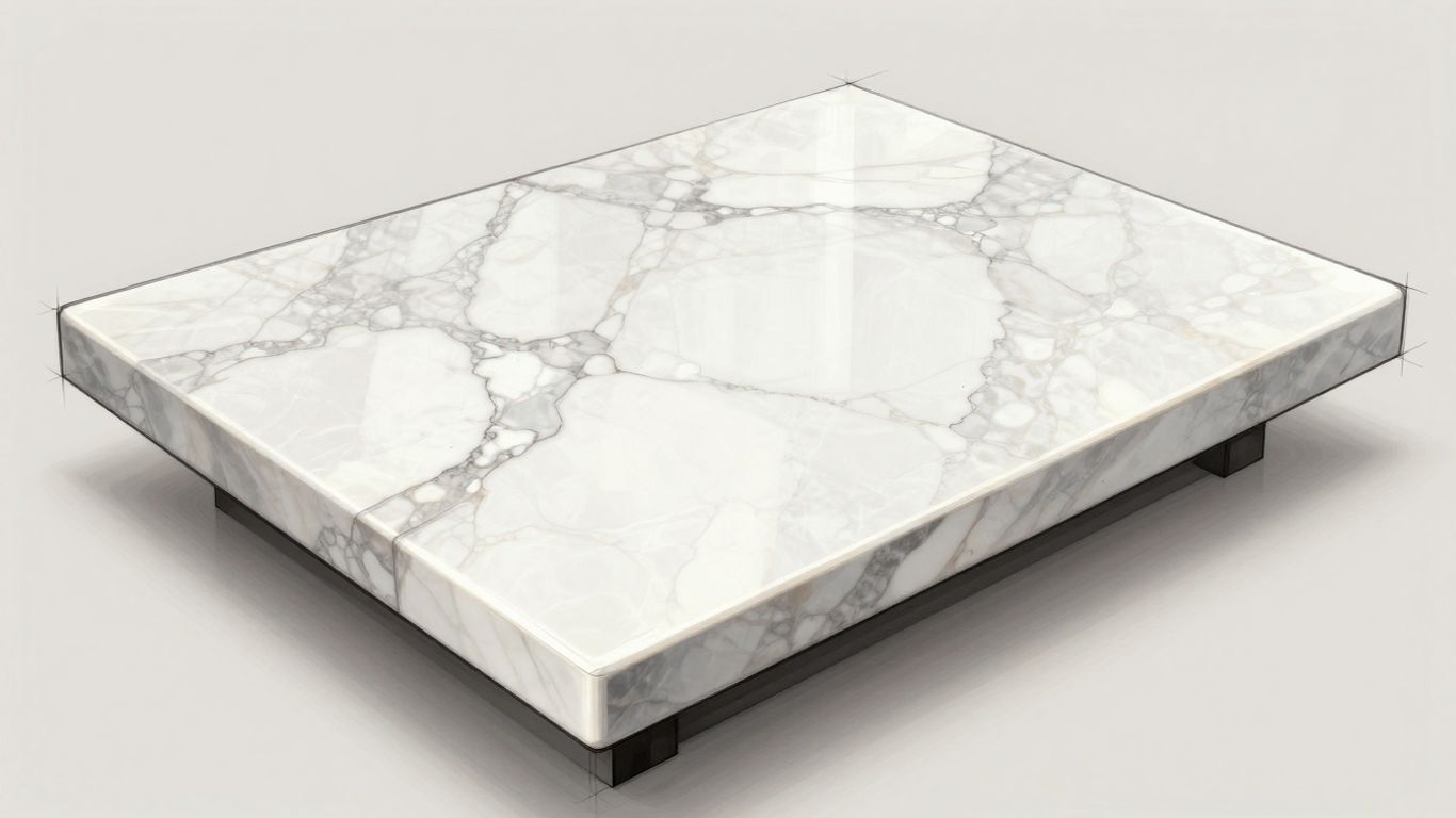 Marble countertop installation sketch with elegant veining.