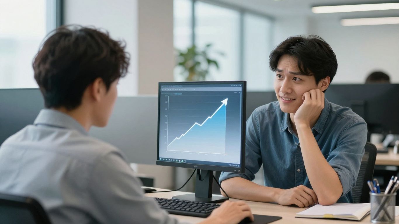 Person optimizing conversion rate on a computer screen.