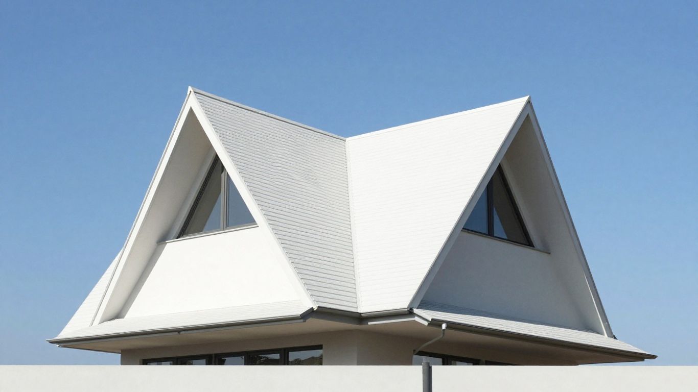 Modern house with a double slope roof.