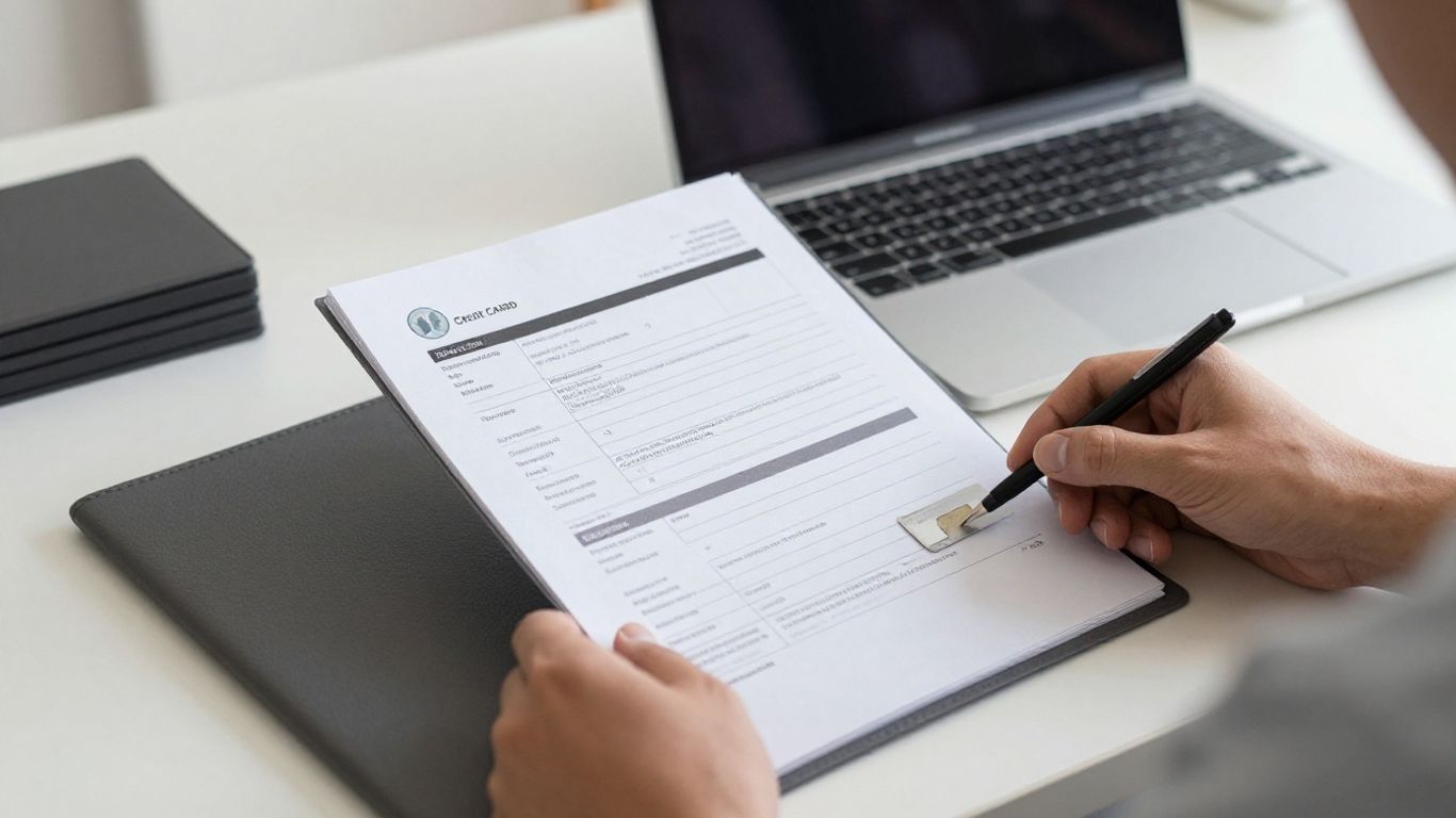 Card statement PDF beside a secure laptop